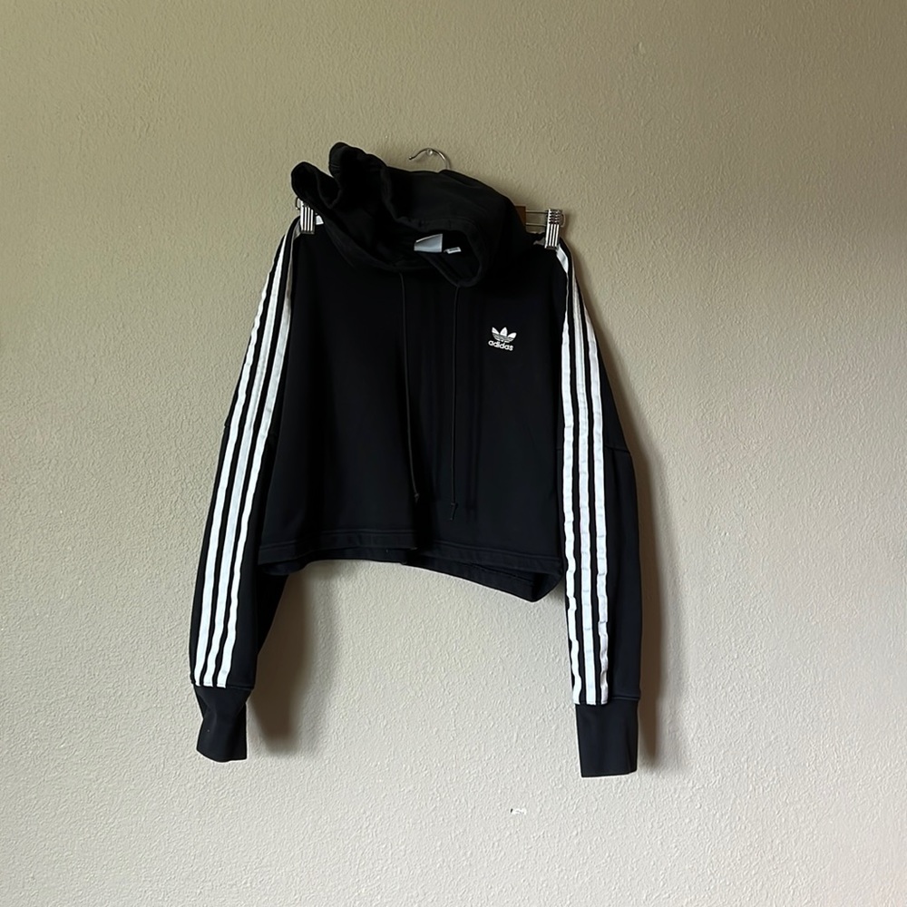 XS Black cropped Adidas hoodie.